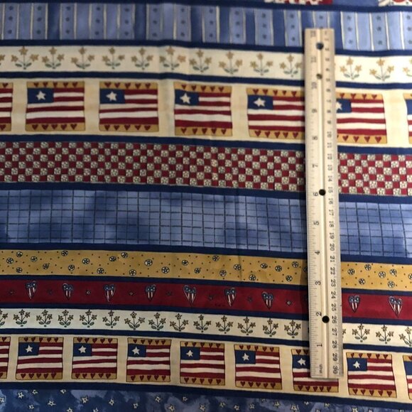 Quilt Cotton Fabric Material - Just shy 2 yards Prim Patriotic Stripe 574 - Picture 2 of 4